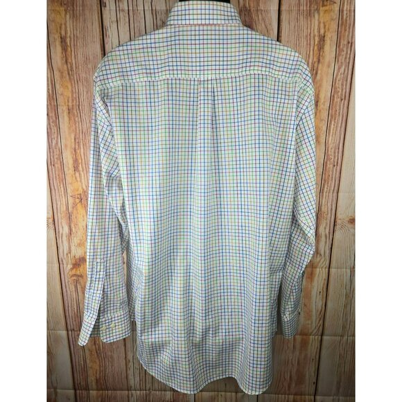 Peter Millar Mens Nanoluxe Easycare Premium Dress Shirt XL Gingham Cotton - Picture 2 of 6
